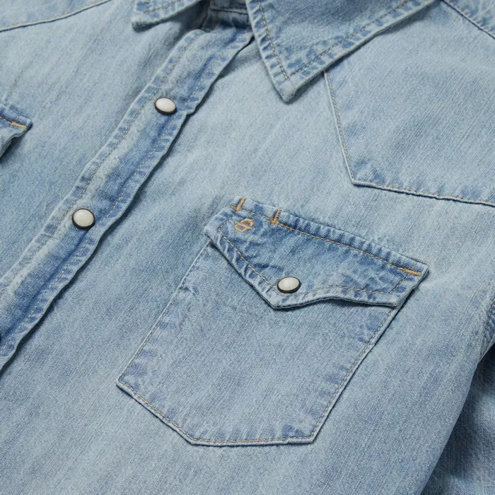 Denim Shirts Men Stetson LongSleeved Denim Shirt Blue