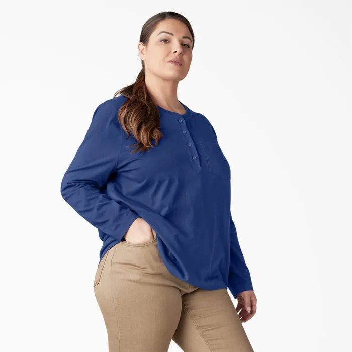 Dickies Long Sleeve TShirts Women039s Plus Heavyweight Henley Surf Blue Surf Blue fl 8211 Women Dickies Long Sleeve TShirts Women039s Plus Heavyweight Henley Surf Blue Surf Blue fl 8211 Women