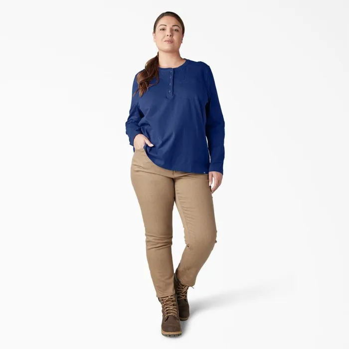 Dickies Long Sleeve TShirts Women039s Plus Heavyweight Henley Surf Blue Surf Blue fl 8211 Women Dickies Long Sleeve TShirts Women039s Plus Heavyweight Henley Surf Blue Surf Blue fl 8211 Women