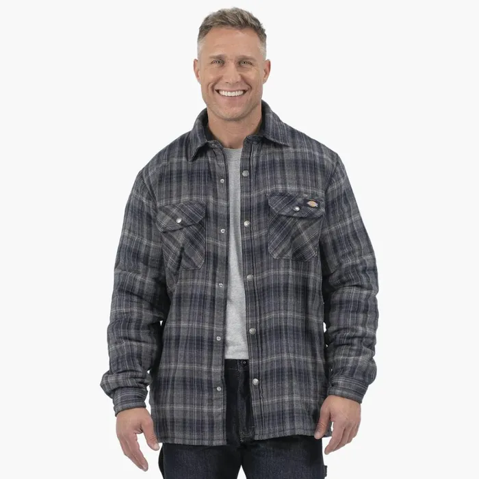 Dickies Outerwear Water Repellent FleeceLined Flannel Shirt Jacket CharcoalBlack Ombre Plaid Charcoalblack Ombre Plaid a1t 8211 Men Dickies Outerwear Water Repellent FleeceLined Flannel Shirt Jacket CharcoalBlack Ombre Plaid Charcoalblack Ombre Plaid a1t 8211 Men