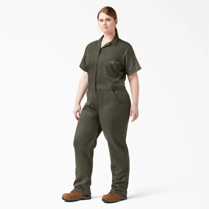 Dickies Painters Women039s Plus FLEX Cooling TempiQ Short Sleeve Coveralls Moss Green Moss Green ms 8211 Women