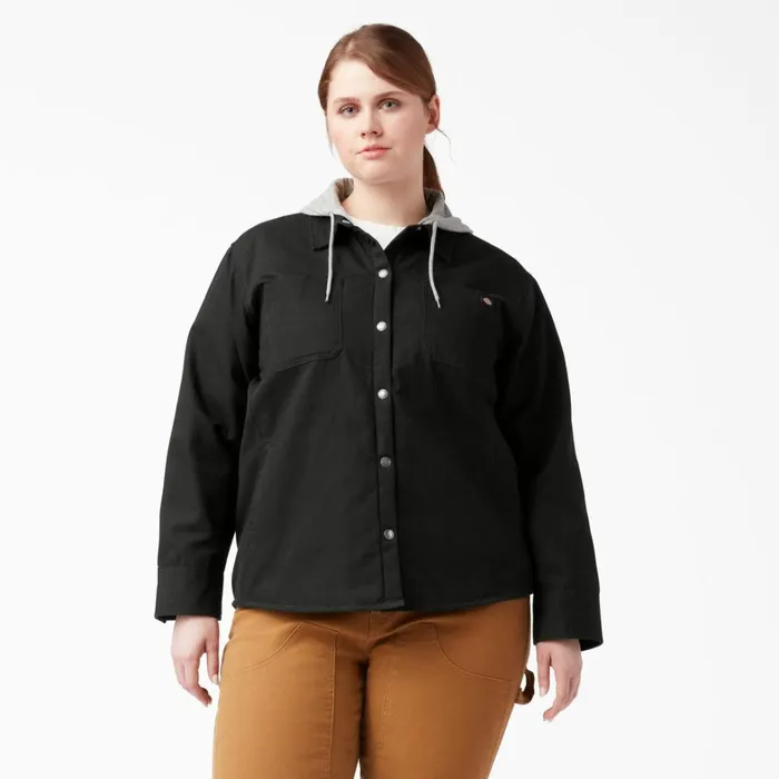 Dickies Shirt Jackets Womens Plus Duck Hooded Shirt Jacket Black Black bkx 8211 Women Dickies Shirt Jackets Womens Plus Duck Hooded Shirt Jacket Black Black bkx 8211 Women
