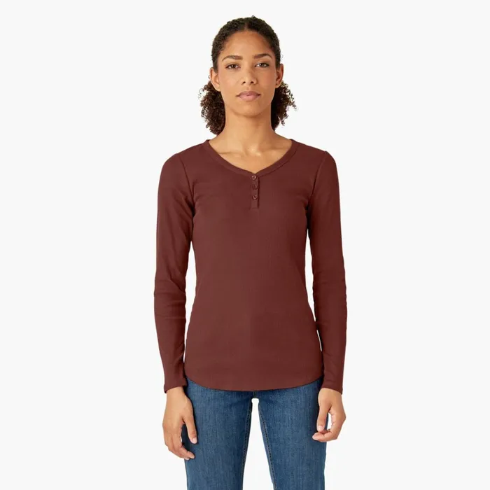 Dickies Work Tops Women039s Henley Long Sleeve Shirt Fired Brick Fired Brick ik9 8211 Women Dickies Work Tops Women039s Henley Long Sleeve Shirt Fired Brick Fired Brick ik9 8211 Women