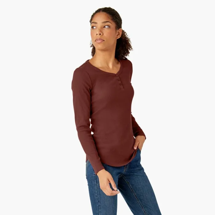 Dickies Work Tops Women039s Henley Long Sleeve Shirt Fired Brick Fired Brick ik9 8211 Women Dickies Work Tops Women039s Henley Long Sleeve Shirt Fired Brick Fired Brick ik9 8211 Women