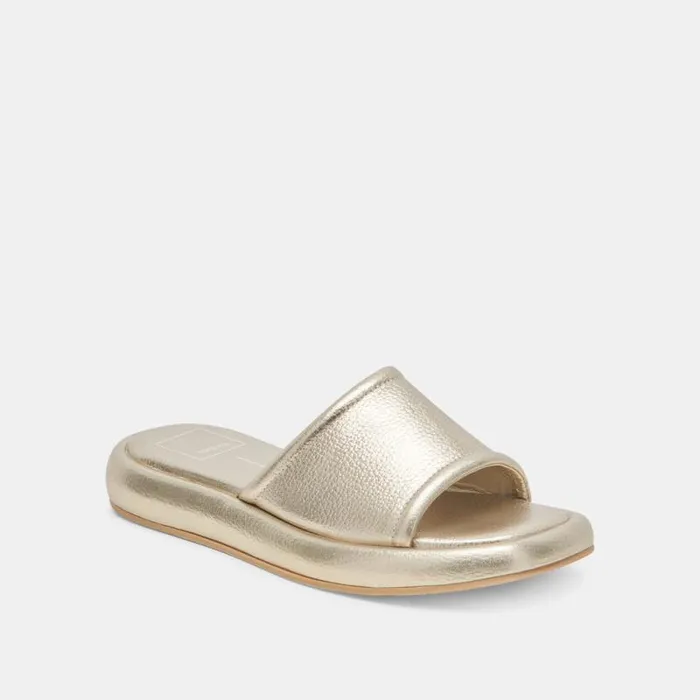 Dolce Vita Aisha Sandals Gold Metallic Leather Women Sandals