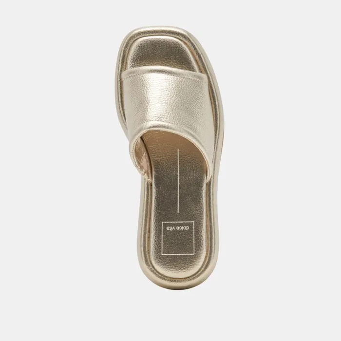 Dolce Vita Aisha Sandals Gold Metallic Leather Women Sandals