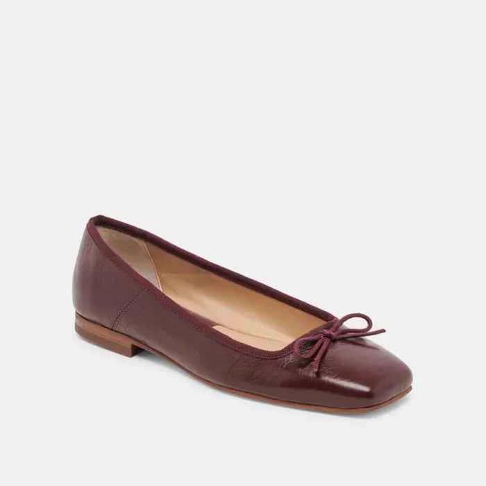 Dolce Vita Anisa Ballet Flats Cranberry Crinkle Patent Women Flats and Loafers