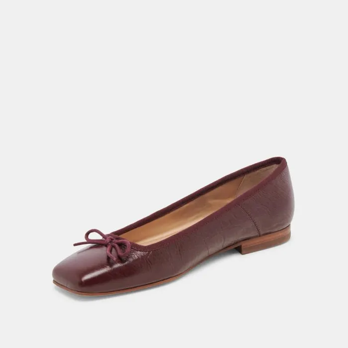 Dolce Vita Anisa Ballet Flats Cranberry Crinkle Patent Women Flats and Loafers