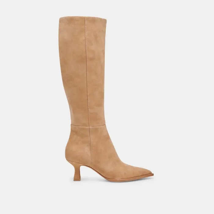 Dolce Vita Auggie Wide Calf Boots Camel Suede Women Boots and Booties