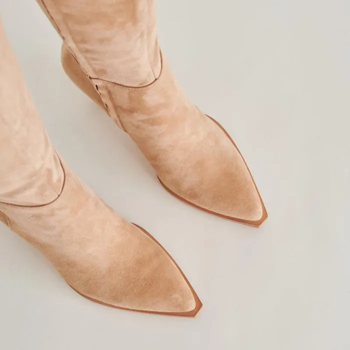 Dolce Vita Auggie Wide Calf Boots Camel Suede Women Boots and Booties