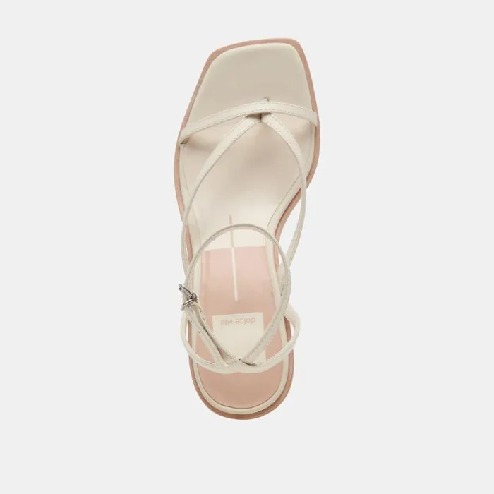 Dolce Vita Banita Wide Sandals Ivory Leather Women Sandals