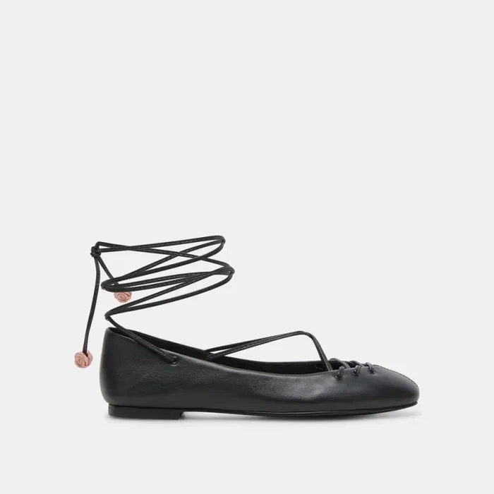 Dolce Vita Beate Ballet Flats Black Leather Women Flats and Loafers