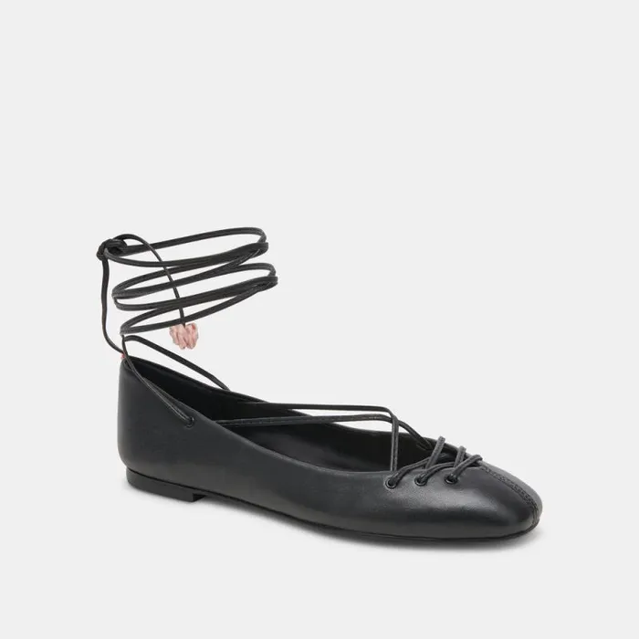 Dolce Vita Beate Ballet Flats Black Leather Women Flats and Loafers