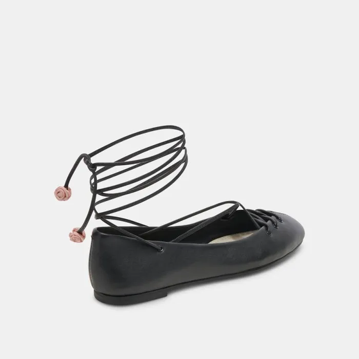 Dolce Vita Beate Ballet Flats Black Leather Women Flats and Loafers
