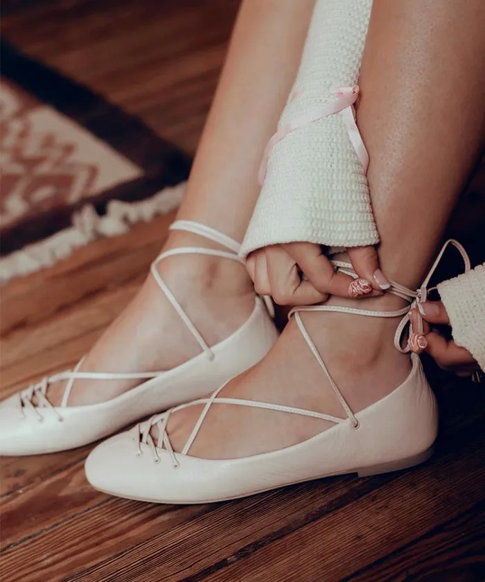 Dolce Vita Beate Ballet Flats Light Pink Leather Women Flats and Loafers
