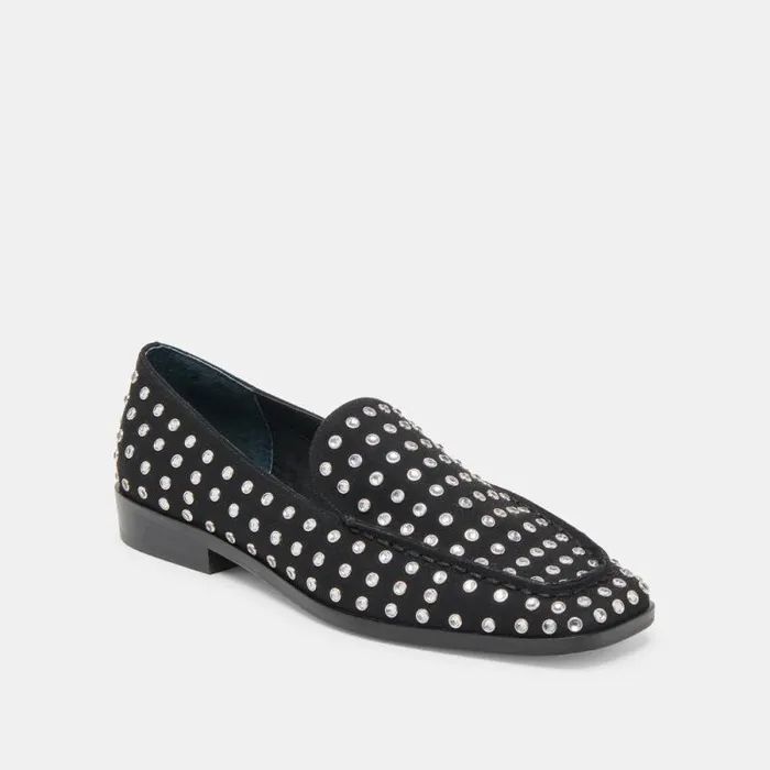 Dolce Vita Beny Crystal Stud Flats Black Crystal Women Flats and Loafers