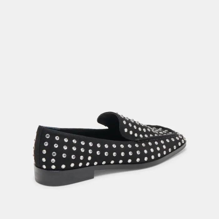 Dolce Vita Beny Crystal Stud Flats Black Crystal Women Flats and Loafers