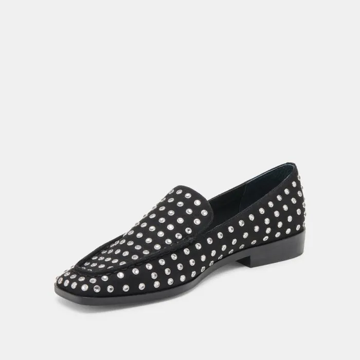 Dolce Vita Beny Crystal Stud Flats Black Crystal Women Flats and Loafers