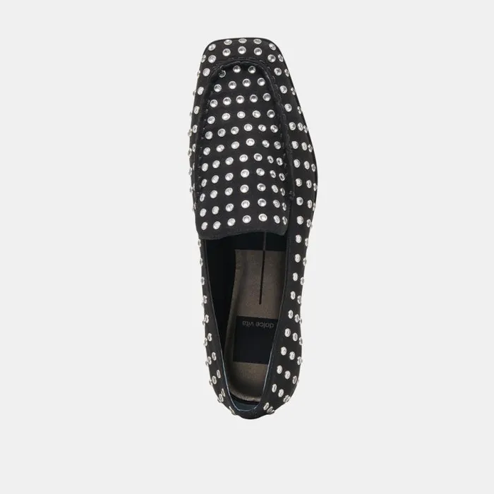 Dolce Vita Beny Crystal Stud Flats Black Crystal Women Flats and Loafers