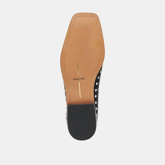 Dolce Vita Beny Crystal Stud Flats Black Crystal Women Flats and Loafers