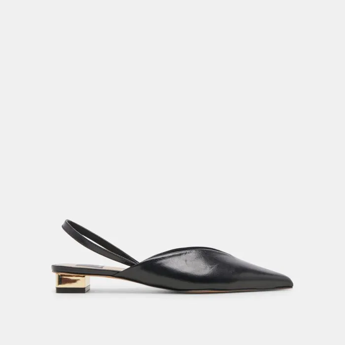 Dolce Vita Byanca Flats Black Leather Women Mules and Clogs