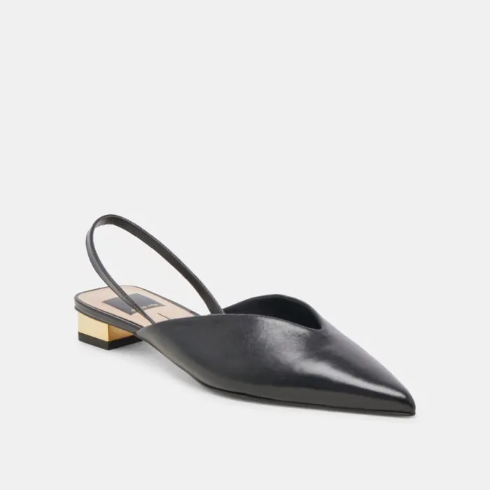 Dolce Vita Byanca Flats Black Leather Women Mules and Clogs