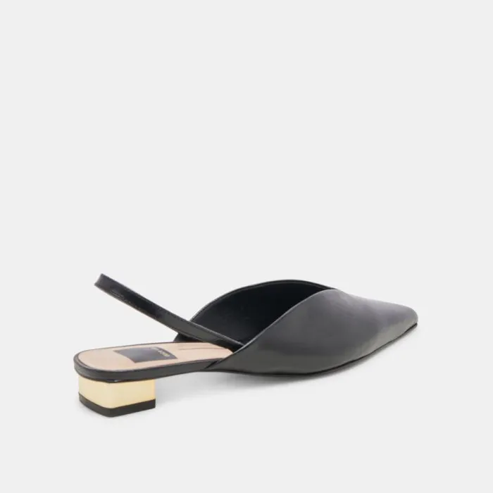 Dolce Vita Byanca Flats Black Leather Women Mules and Clogs