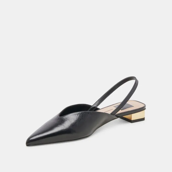 Dolce Vita Byanca Flats Black Leather Women Mules and Clogs