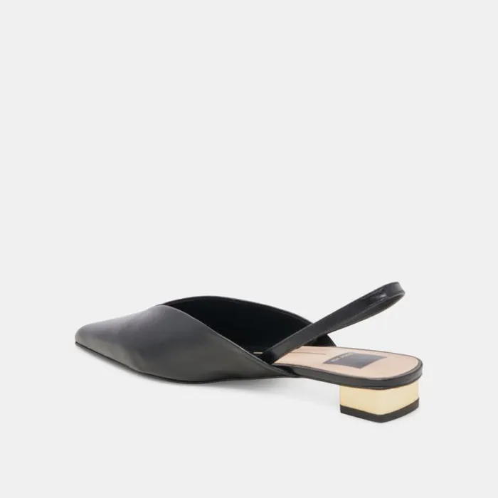Dolce Vita Byanca Flats Black Leather Women Mules and Clogs