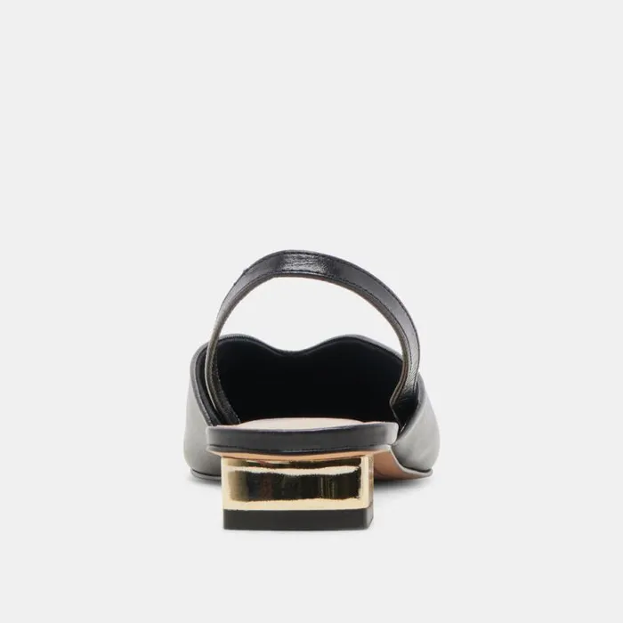 Dolce Vita Byanca Flats Black Leather Women Mules and Clogs