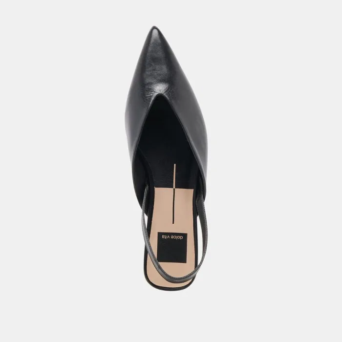 Dolce Vita Byanca Flats Black Leather Women Mules and Clogs