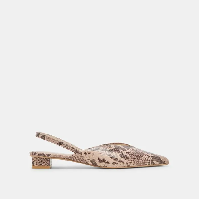 Dolce Vita Byanca Flats Sand Embossed Leather Women Mules and Clogs