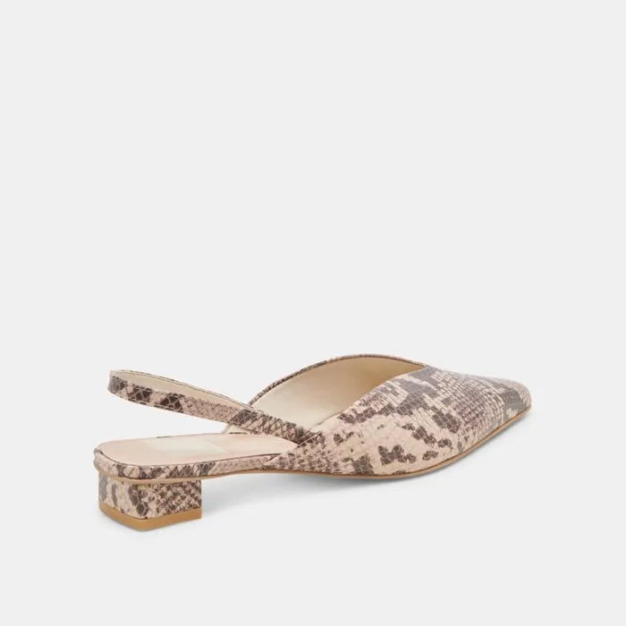 Dolce Vita Byanca Flats Sand Embossed Leather Women Mules and Clogs