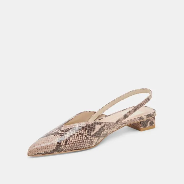 Dolce Vita Byanca Flats Sand Embossed Leather Women Mules and Clogs