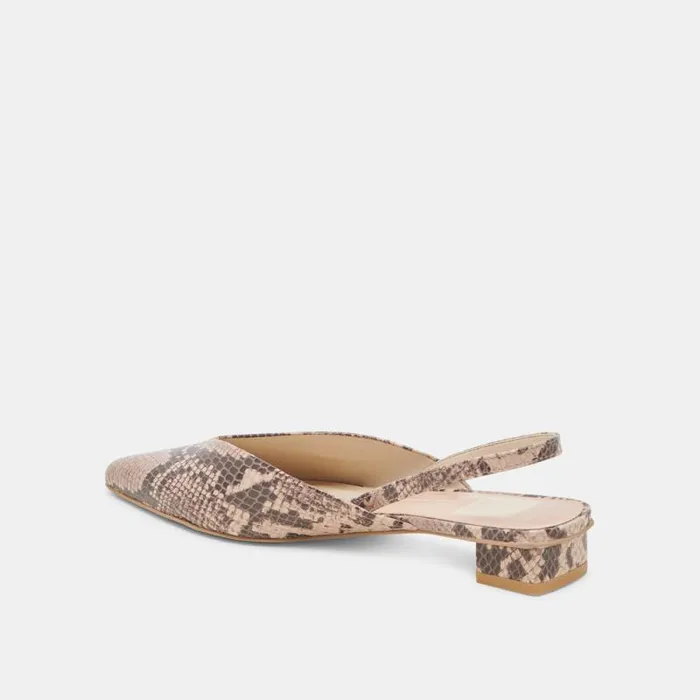 Dolce Vita Byanca Flats Sand Embossed Leather Women Mules and Clogs