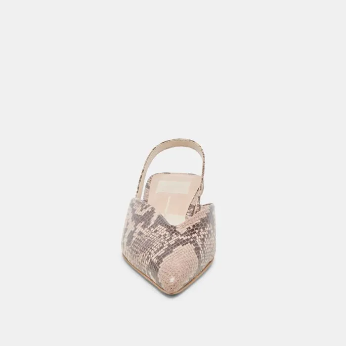Dolce Vita Byanca Flats Sand Embossed Leather Women Mules and Clogs