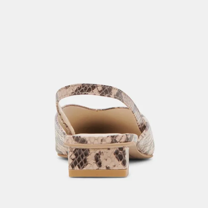 Dolce Vita Byanca Flats Sand Embossed Leather Women Mules and Clogs