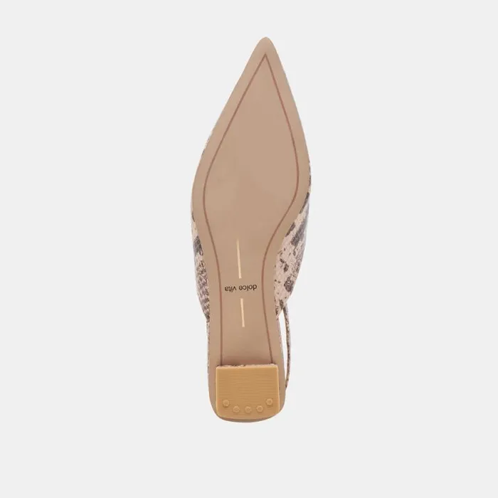 Dolce Vita Byanca Flats Sand Embossed Leather Women Mules and Clogs