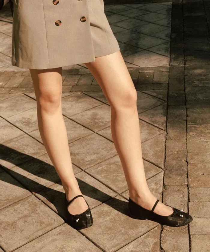 Dolce Vita Cadel Ballet Flats Black Pearls Women Flats and Loafers