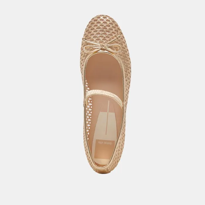 Dolce Vita Carin Raffia Ballet Flats Gold Raffia Women Flats and Loafers