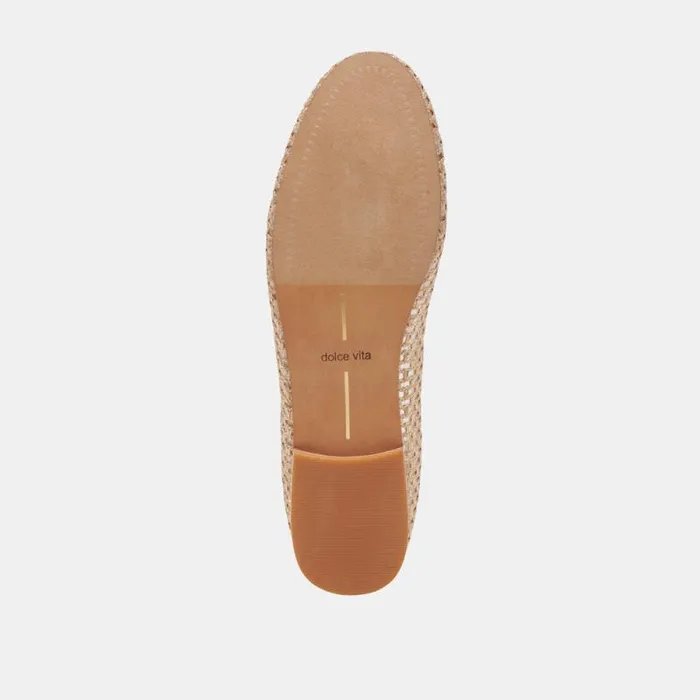 Dolce Vita Carin Raffia Ballet Flats Gold Raffia Women Flats and Loafers