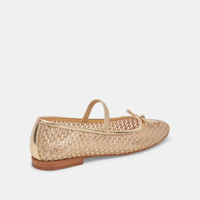 Dolce Vita Carin Raffia Ballet Flats Gold Raffia Women Flats and Loafers
