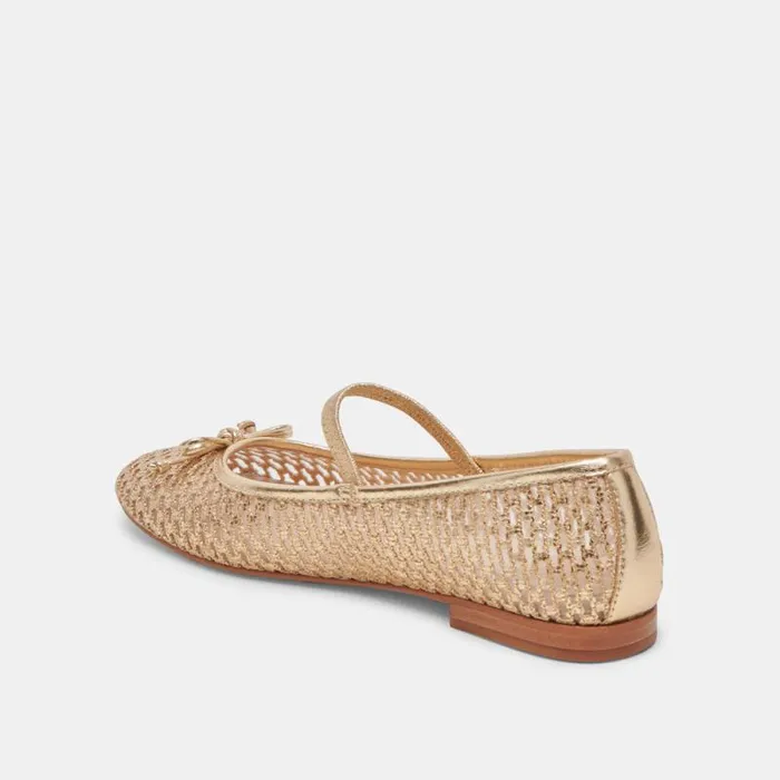 Dolce Vita Carin Raffia Ballet Flats Gold Raffia Women Flats and Loafers