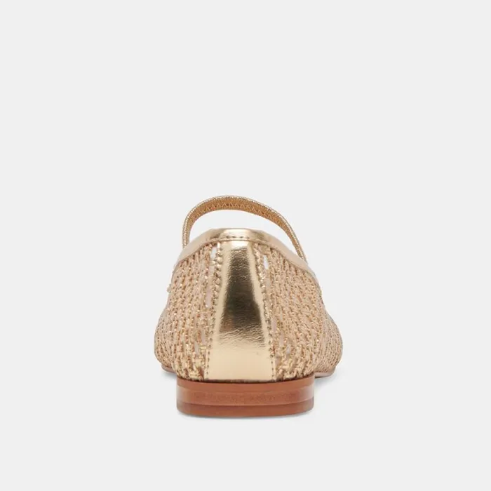 Dolce Vita Carin Raffia Ballet Flats Gold Raffia Women Flats and Loafers