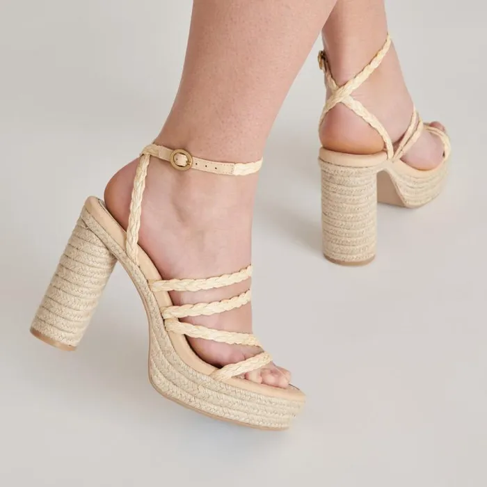 Dolce Vita Catina Heels Lt Natural Raffia Women Heels