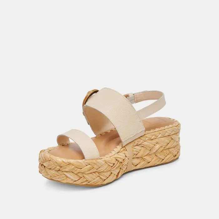 Dolce Vita Chera Sandals Bone Embossed Leather Women Sandals