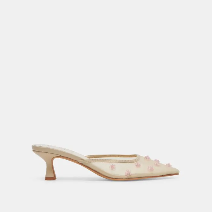 Dolce Vita Claire Heels French Vanilla Mesh Women Heels