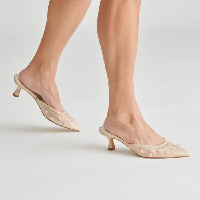 Dolce Vita Claire Heels French Vanilla Mesh Women Heels