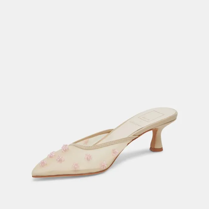 Dolce Vita Claire Heels French Vanilla Mesh Women Heels