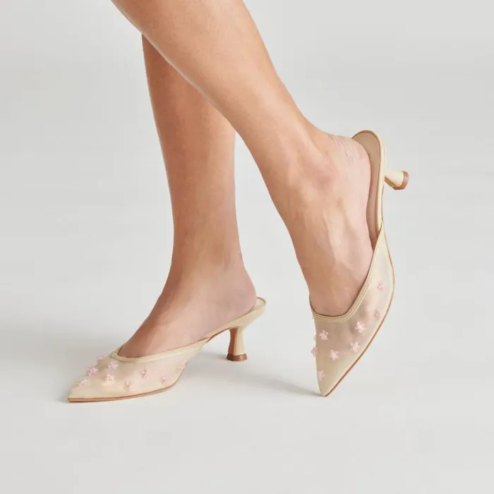 Dolce Vita Claire Heels French Vanilla Mesh Women Heels